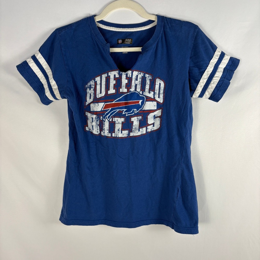 Buffalo Bills NFL Team Apparel Womens Blue T-Shirt Football Stripes